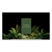 Lush Tropical Greenery Black Gold Frame Botanical マグネット名刺 (正面)