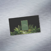 Lush Tropical Greenery Black Gold Frame Botanical マグネット名刺 (インサイチュ)