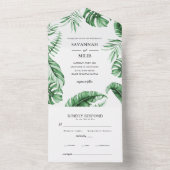 Lush Tropical Greenery Combined Wedding Invitation オールインワン招待状 (内側)