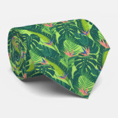 Lush Vibrant Tropical Leaf Monstera and Palm ネクタイ (ロール)