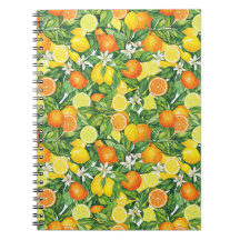 Lush Watercolor Citrus Fruit Spiral Photo Notebook