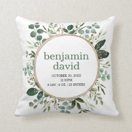 Lush Watercolor Greeneryベビー誕生詳細 クッション