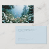 Lush White Hydrangea Flower Misty Mountain Forest 名刺 (正面/裏面)