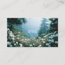 Lush White Hydrangea Flower Misty Mountain Forest 名刺