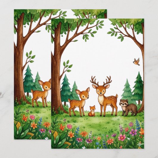 Lush Woodland Meadow Illustration (正面/裏面)