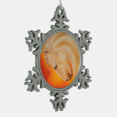 Lusitanoの赤い馬のウマ科のな芸術 スノーフレークピューターオーナメント (左)