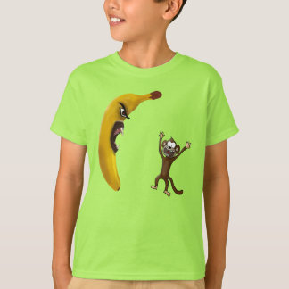 Lustig gruselige Banane bedroht Affen Tシャツ