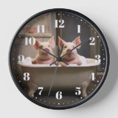 Lustige Bauernhof Schwein Tier Wanduhr 壁時計 (正面)