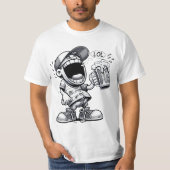 Lustige Cartoonfi Freak Biertrinker "LOL" Comic Tシャツ (正面)