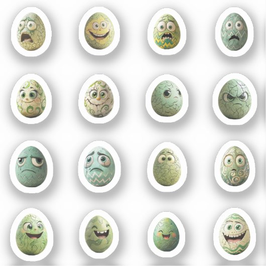 Lustige Chibi-Ostereier-Sticker – 16 Stück シール (正面)