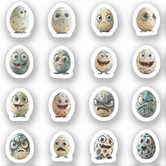 Lustige Chibi-Ostereier-Sticker – 16 Stück シール (正面)