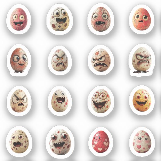 Lustige Chibi-Ostereier-Sticker – 16 Stück シール (正面)