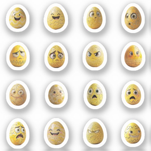 Lustige Chibi-Ostereier-Sticker – 16 Stück シール (正面)