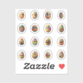 Lustige Chibi-Ostereier-Sticker – 16 Stück シール (シート)