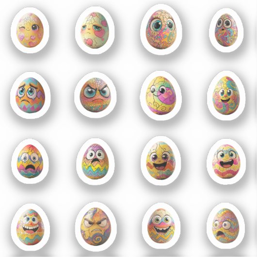 Lustige Chibi-Ostereier-Sticker – 16 Stück シール (正面)