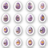 Lustige Chibi-Ostereier-Sticker – 16 Stück シール (正面)