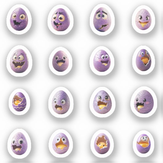 Lustige Chibi-Ostereier-Sticker – 16 Stück シール (正面)