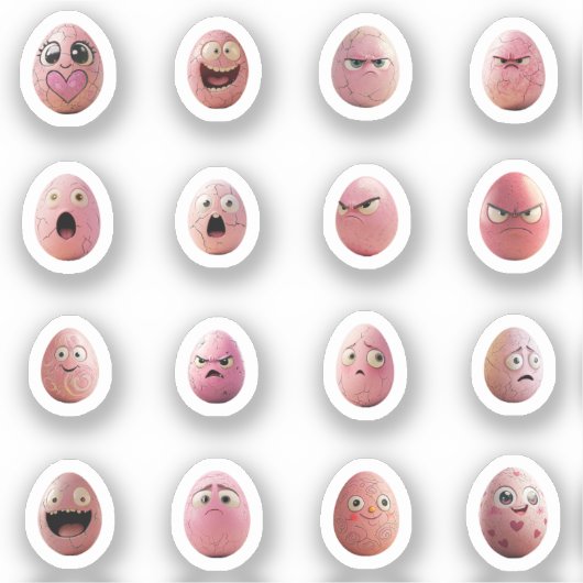 Lustige Chibi-Ostereier-Sticker – 16 Stück シール (正面)