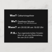 Lustige Einladung als Postkarte ポストカード (裏面)