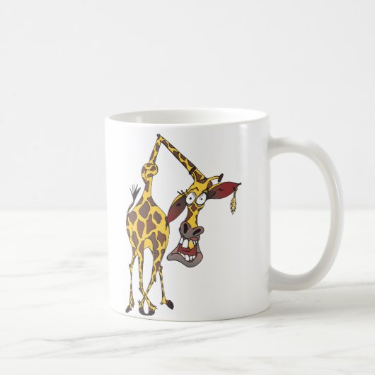 lustige Giraffe mit Ohrring und Goldzahn コーヒーマグカップ (右)