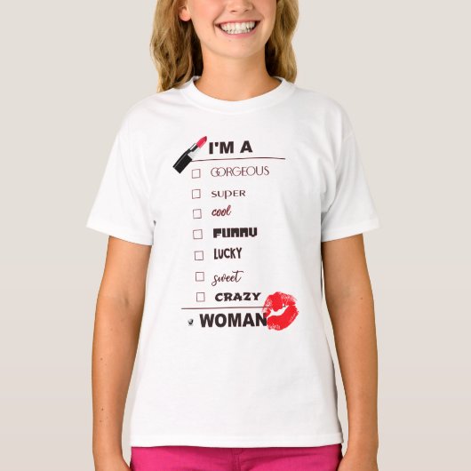 Lustige Inschrift mit rotem Lippenstift und Lippen Tシャツ (正面)