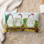 Lustige weiße Hühner - handgemalt | Kissen ランバークッション (ブランケット)