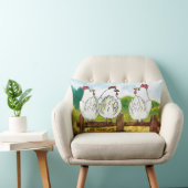 Lustige weiße Hühner - handgemalt | Kissen ランバークッション (椅子)