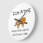 Lustiger Faultier Spruch Geschenk Uhr ラージ壁時計 (傾斜)