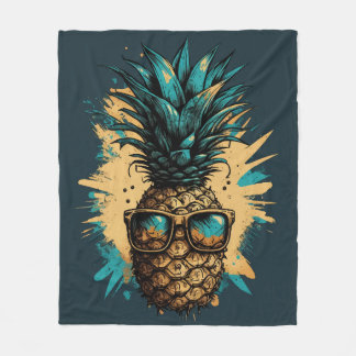 Lustiges Ananas Obst フリースブランケット