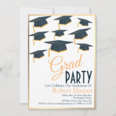 Lustrous海軍と金ゴールドハット卒業招待状 招待状 (正面)