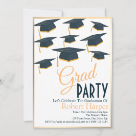 Lustrous海軍と金ゴールドハット卒業招待状 招待状