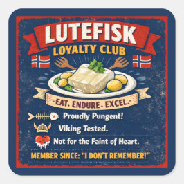 Lutefisk Loyalty Club Norwegian Stickers スクエアシール