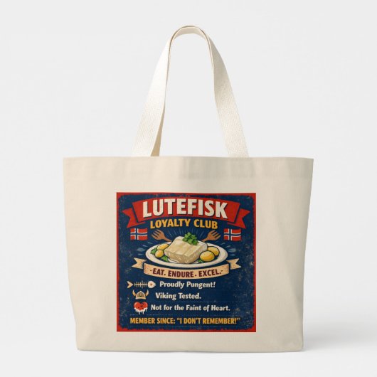 Lutefisk Loyalty Club Norwegian Tote Bag ラージトートバッグ (裏面)