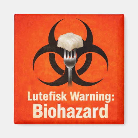 Lutefisk Warning: Biohazard – Funny Scandinavian マグネット (正面)