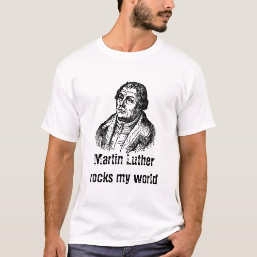 luther_1_lg、マーティンLutherは私の世界を揺すります Tシャツ (正面)