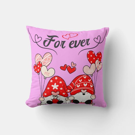 Lutins Amoureux For Ever 1 message d'amour rose クッション (正面)