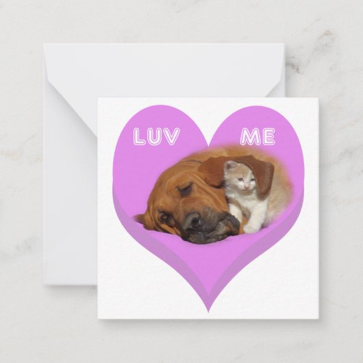 LUV ME Valentine's Critters Conversation Hearts ノートカード (正面)