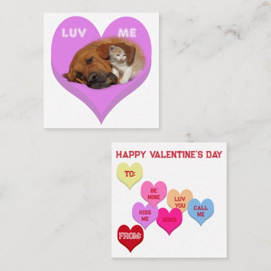 LUV ME Valentine's Critters Conversation Hearts ノートカード (正面/裏面)