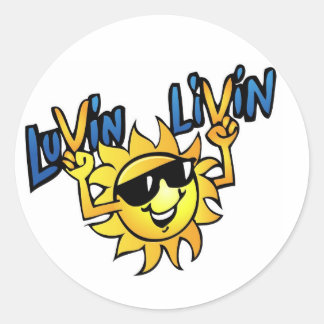 Luvin Livin Sunグラフィックラウンドステッカー ラウンドシール