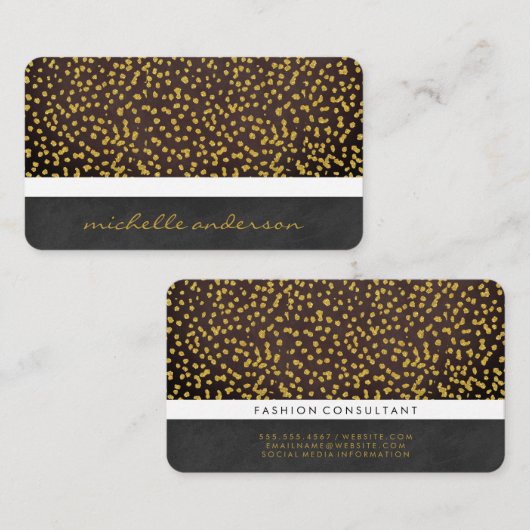 Luxテクスチャと金ゴールドSpeckパターンII 名刺 (正面/裏面)