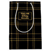 Lux Black Gold Wedding Gift Bag With Name ミディアムペーパーバッグ (正面)