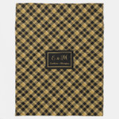 Lux Checkered Blanket Black Gold Outdoor Gift Idea フリースブランケット (正面)