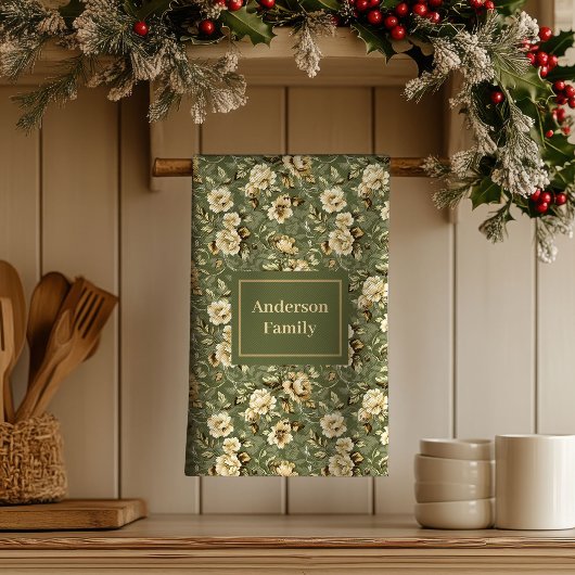 Lux Green Gold Print Personalized Kitchen Towel  キッチンタオル