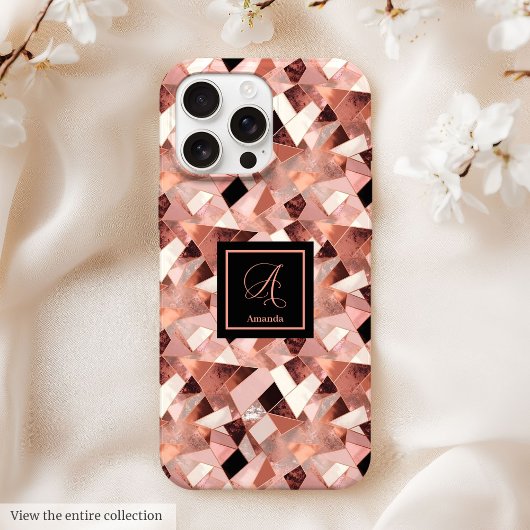 Lux iPhone 15ケース ローズゴールド&ブラック オーダーメイド Case-Mate iPhoneケース