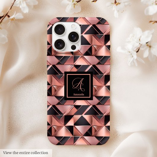 Lux iPhone 15 Case Rose Gold & Black Personalized Case-Mate iPhoneケース