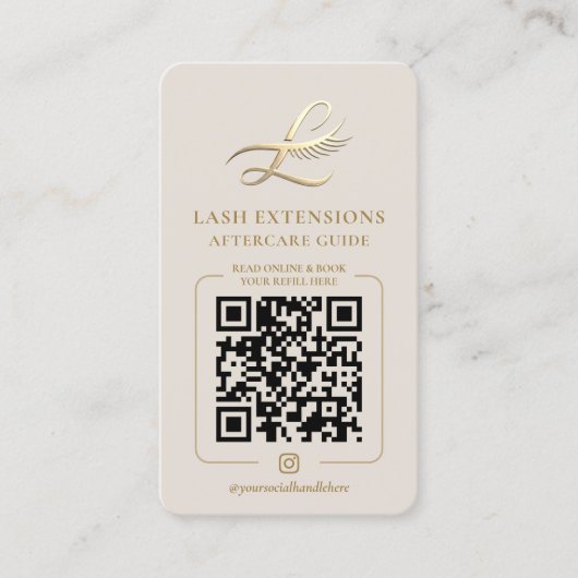 Lux Lash Extensions Aftercare Guide Card  名刺 (正面)