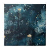 Lux Ocean Jellyfish & Coral Gold Pattern (1) タイル (正面)