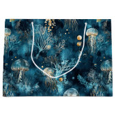 Lux Ocean Jellyfish & Coral Gold Pattern (2) ラージペーパーバッグ (正面)