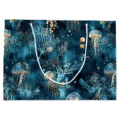 Lux Ocean Jellyfish & Coral Gold Pattern (2) ラージペーパーバッグ (裏面)