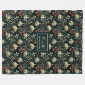 Lux red and green baubles personalized holiday フリースブランケット (正面(横))